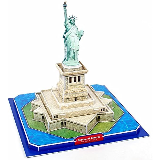 3D NEW YORK PUZZLES SMALL ARCHITECTURE BUILDINGS PAPER CRAFT MODEL KITS TOYS FOR ADULTS AND TEENS, STATUE OF LIBERTY, C080H - Image 1